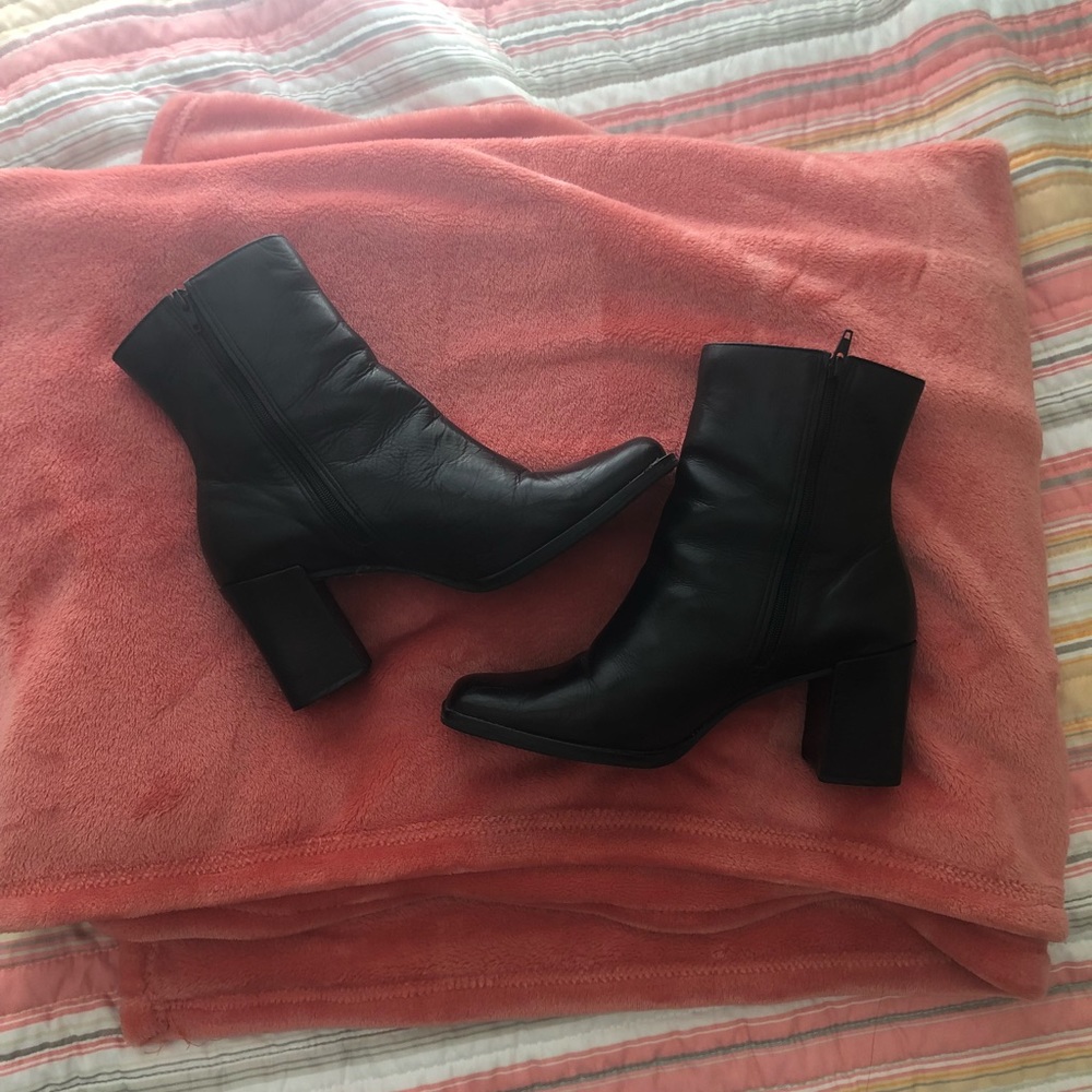 Cute Genuine Leather Black booties